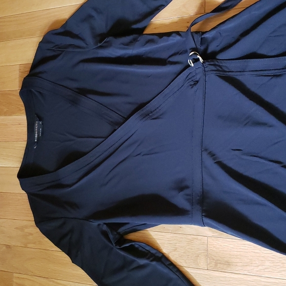 BCBG MaxAzria Black Wrap Midi Dress - Picture 3 of 7